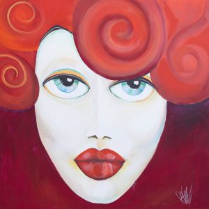 la borghese rosso 100x100 acrilico su tela